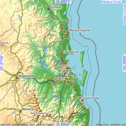 Topographic map of Petrie