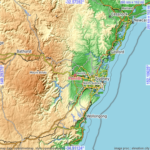Topographic map of Penrith