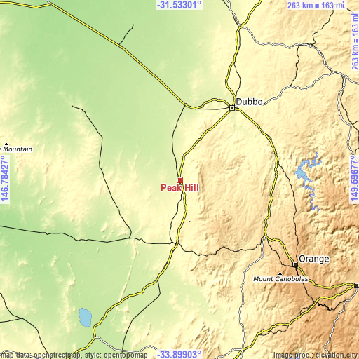 Topographic map of Peak Hill
