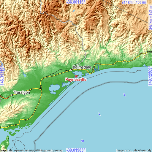 Topographic map of Paynesville