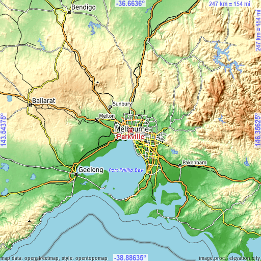 Topographic map of Parkville