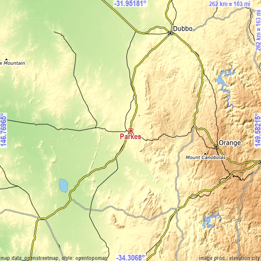 Topographic map of Parkes