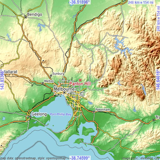 Topographic map of Panton Hill