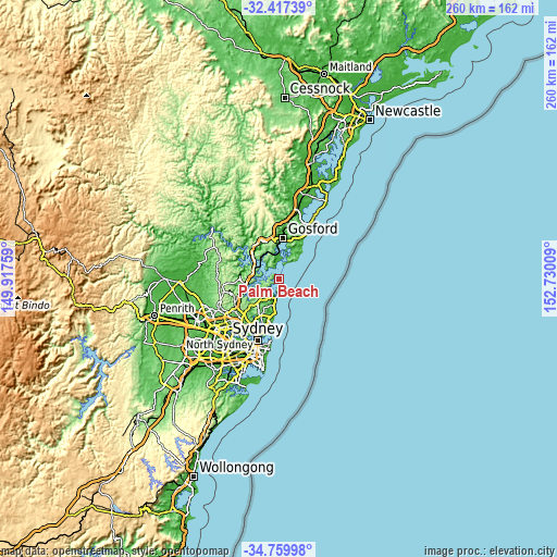 Topographic map of Palm Beach