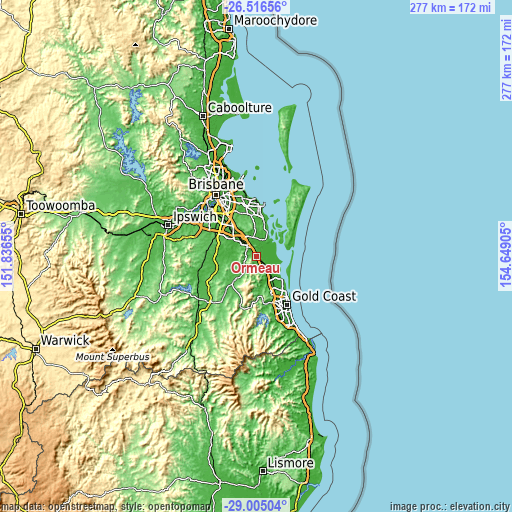 Topographic map of Ormeau