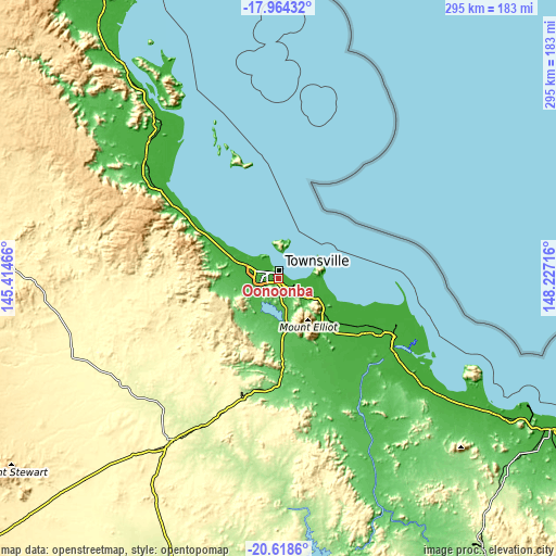 Topographic map of Oonoonba