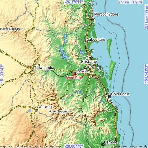 Topographic map of One Mile