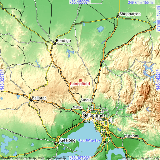 Topographic map of Lancefield