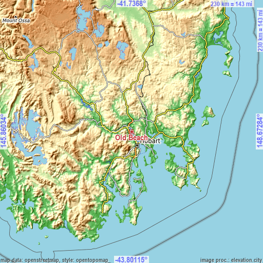 Topographic map of Old Beach