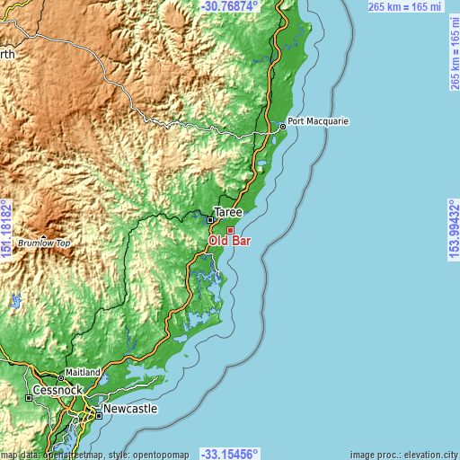 Topographic map of Old Bar