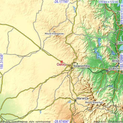 Topographic map of Oakey