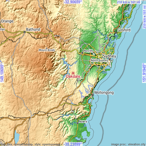 Topographic map of Oakdale