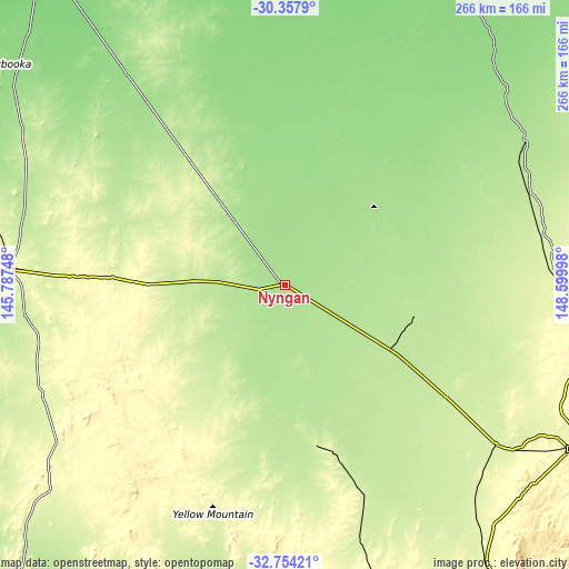 Topographic map of Nyngan