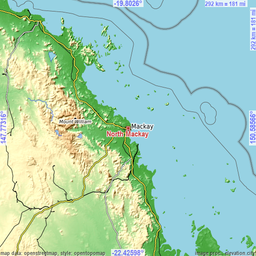 Topographic map of North Mackay