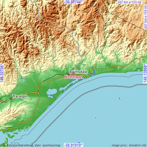 Topographic map of Nicholson