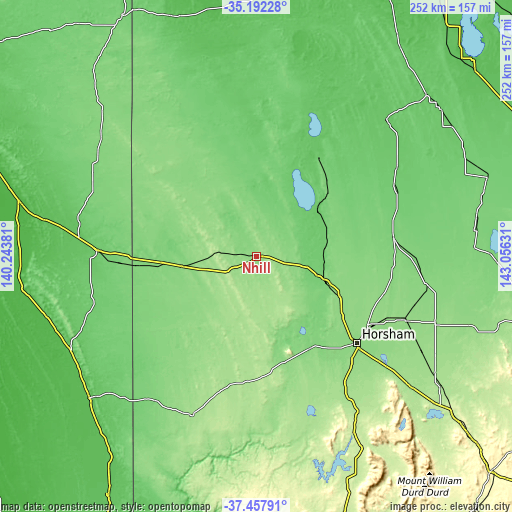 Topographic map of Nhill