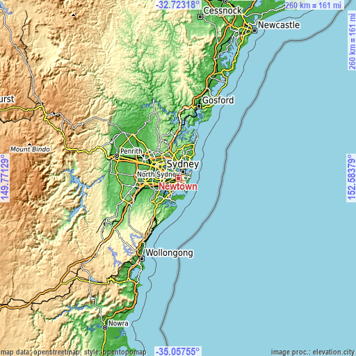 Topographic map of Newtown