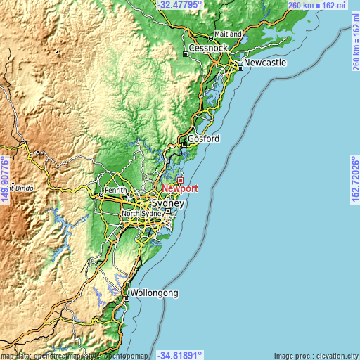 Topographic map of Newport