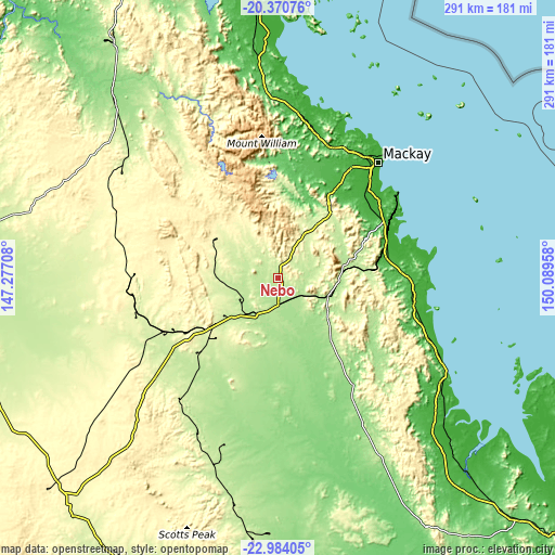 Topographic map of Nebo