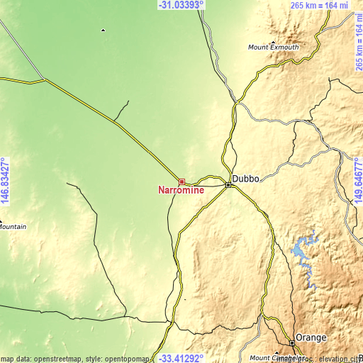 Topographic map of Narromine