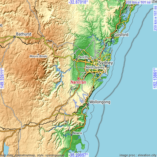 Topographic map of Narellan