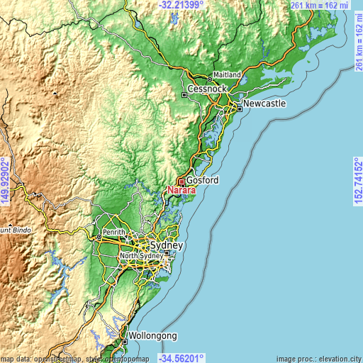 Topographic map of Narara