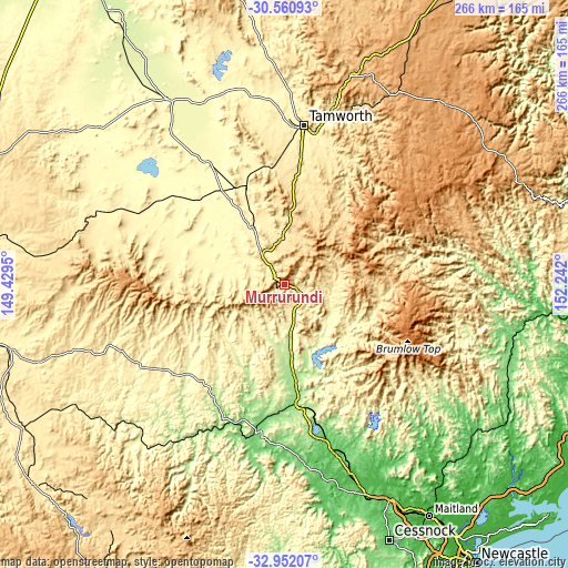 Topographic map of Murrurundi
