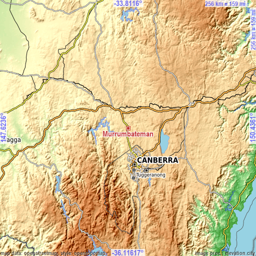 Topographic map of Murrumbateman