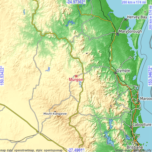 Topographic map of Murgon