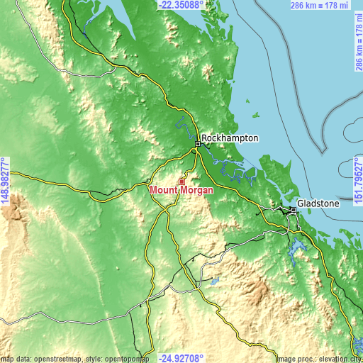 Topographic map of Mount Morgan