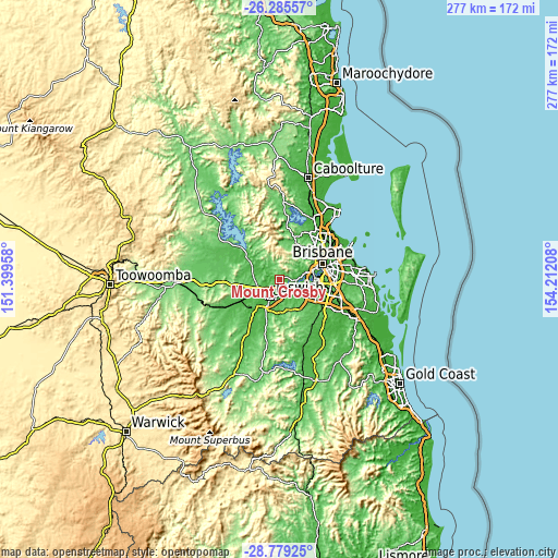 Topographic map of Mount Crosby