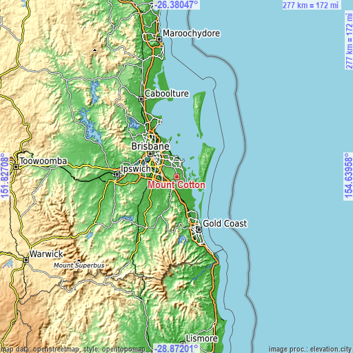 Topographic map of Mount Cotton