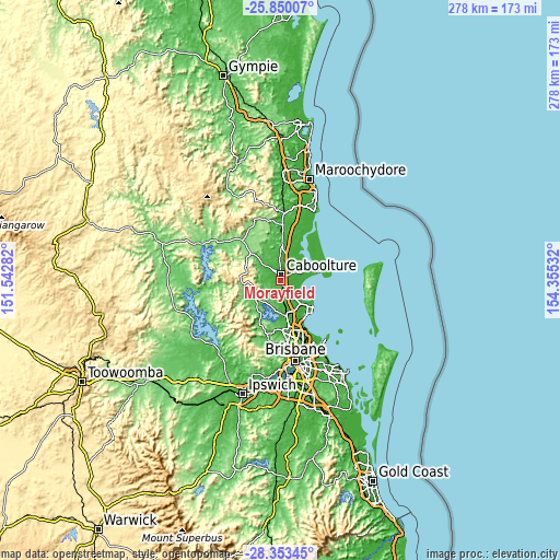 Topographic map of Morayfield