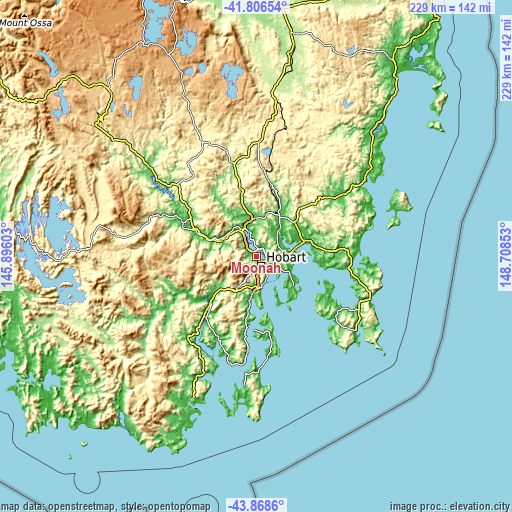 Topographic map of Moonah