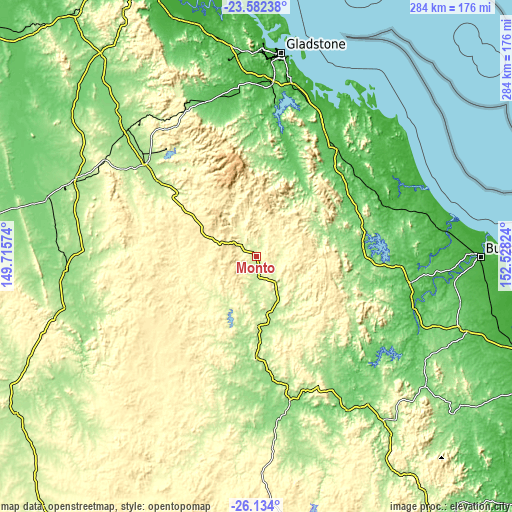 Topographic map of Monto