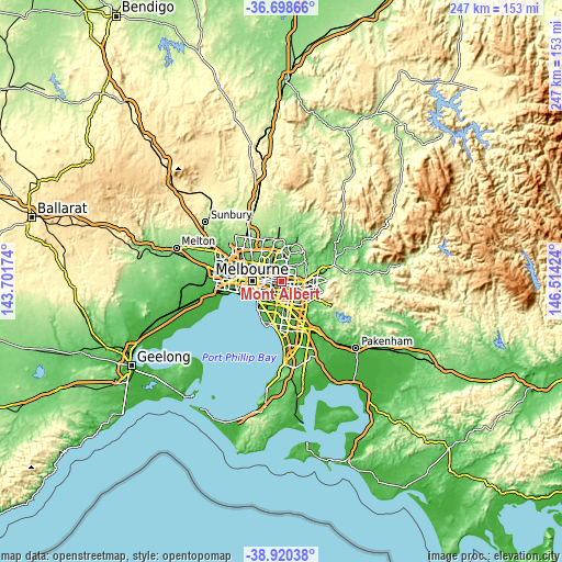 Topographic map of Mont Albert