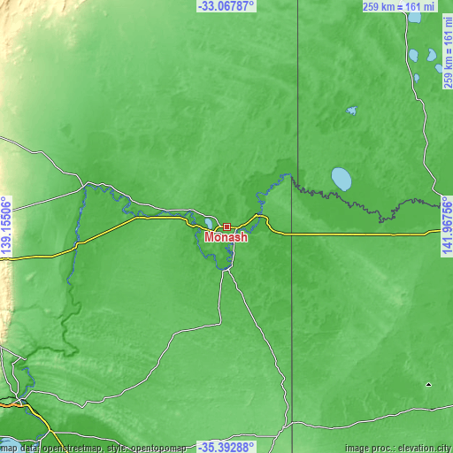 Topographic map of Monash