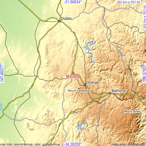 Topographic map of Molong