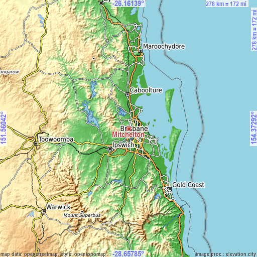 Topographic map of Mitchelton