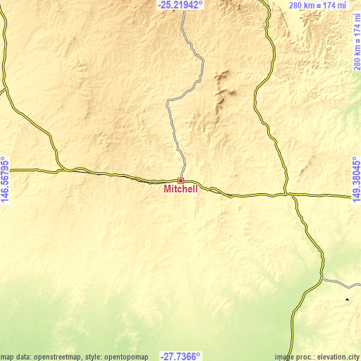 Topographic map of Mitchell