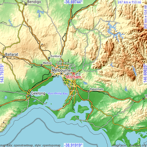 Topographic map of Mitcham