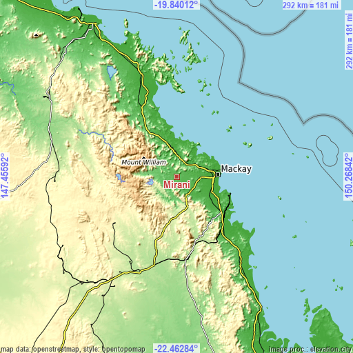 Topographic map of Mirani