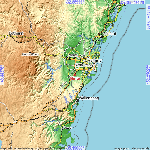 Topographic map of Minto