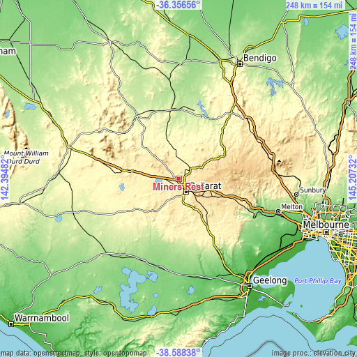 Topographic map of Miners Rest