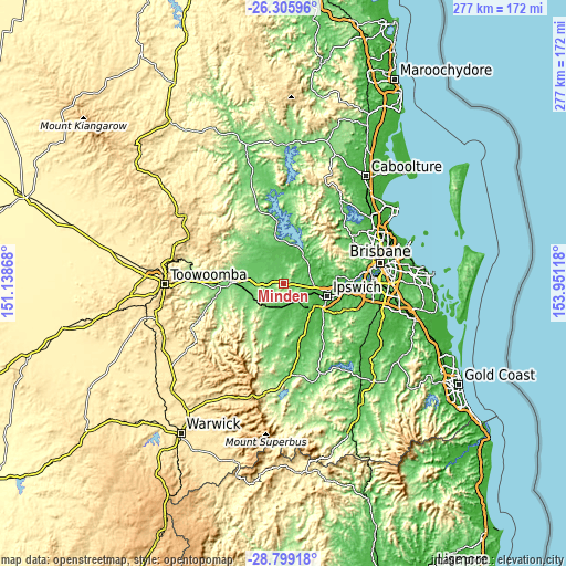 Topographic map of Minden