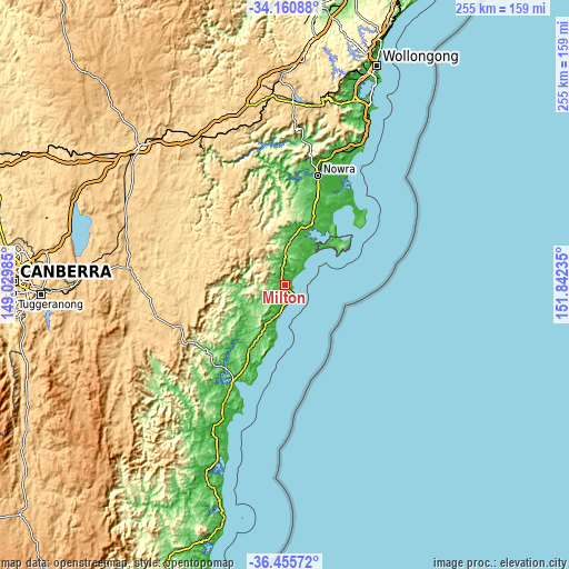 Topographic map of Milton