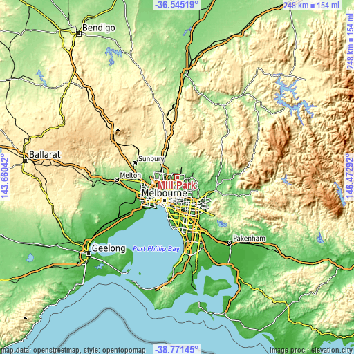 Topographic map of Mill Park
