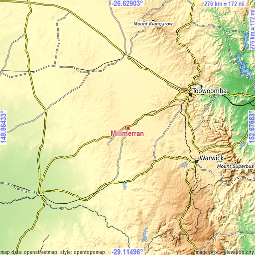 Topographic map of Millmerran