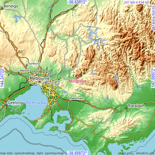 Topographic map of Millgrove