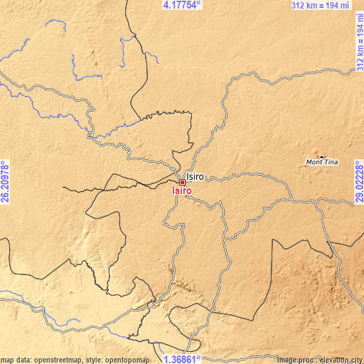 Topographic map of Isiro